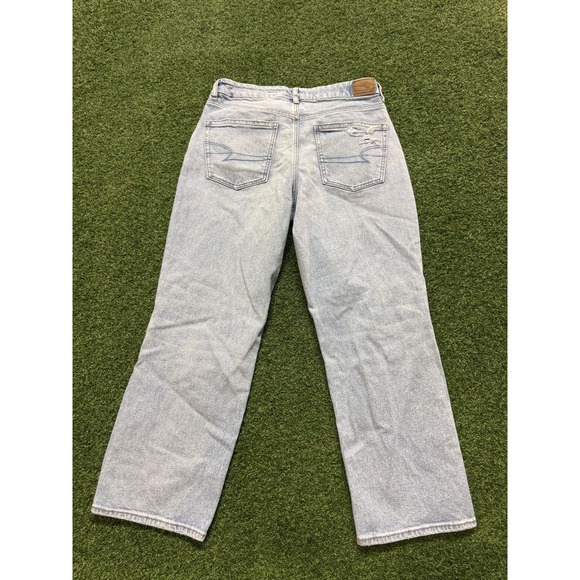 American Eagle Jeans Womens 12 Blue Cotton Denim 5-Pocket Distressed Wide Leg‎ - Picture 6 of 7